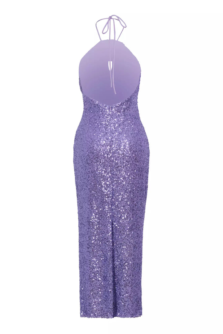 FRV Lilac stamp sequins sleeveless midi dress - Lawrence