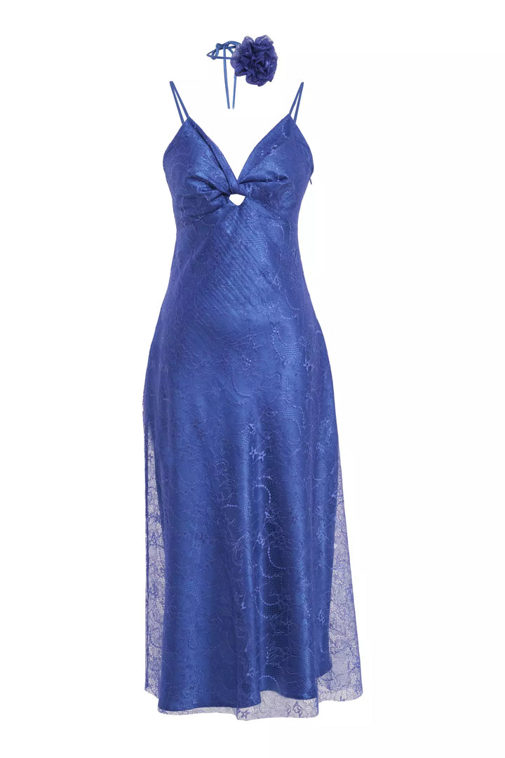 FRV Blue lace sleeveless midi dress - Atenco