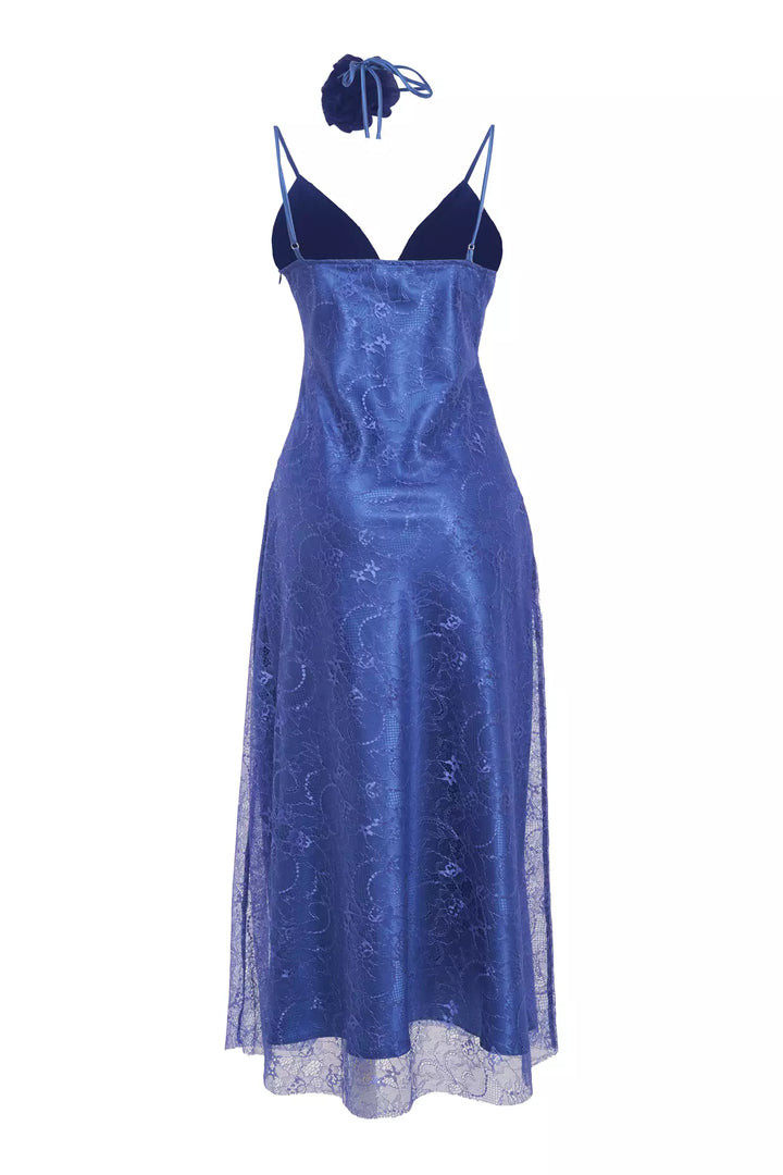FRV Blue lace sleeveless midi dress - Atenco