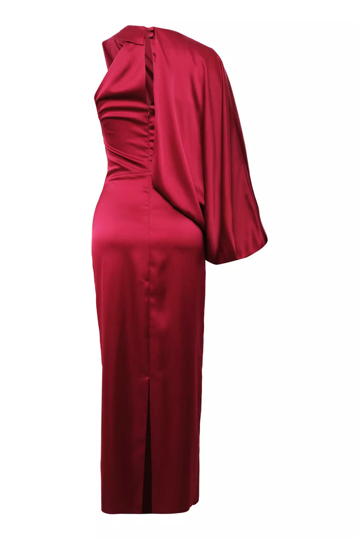 FRV Maroon satin single sleeve maxi dress - Limoges