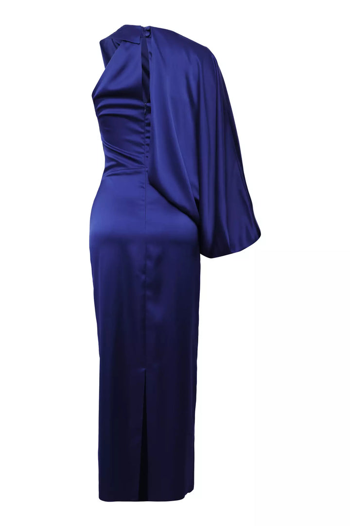 FRV Navy blue satin single sleeve maxi dress - Parma