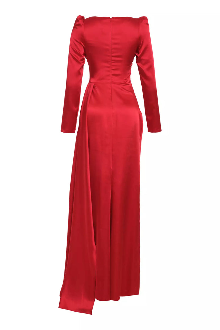 FRV Red satin long sleeve long dress - Redlands