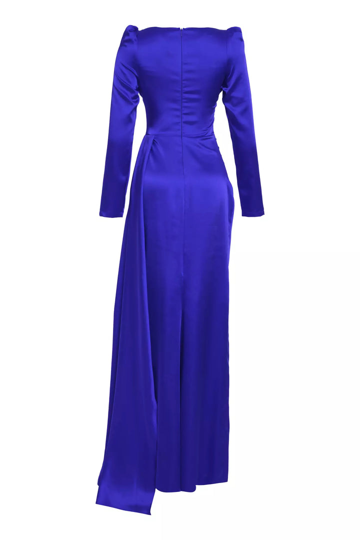 FRV Blue satin long sleeve long dress - Tokyo