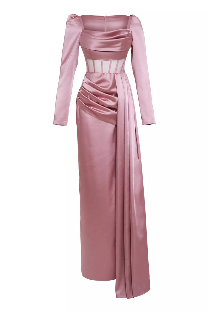 FRV Blush satin long sleeve long dress - Tacámbaro de Codallos