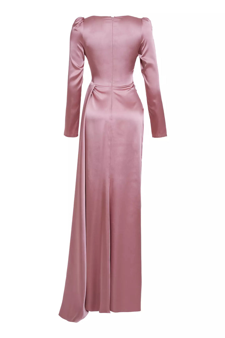 FRV Blush satin long sleeve long dress - Tacámbaro de Codallos