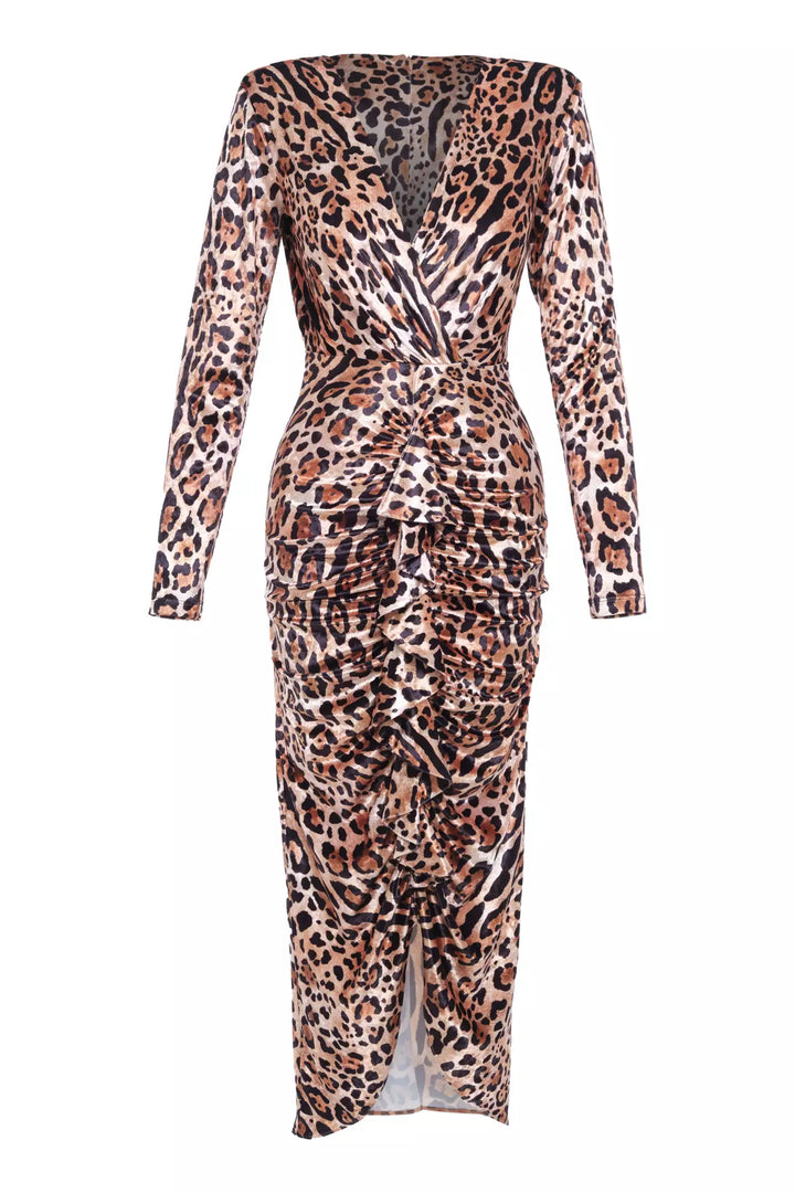 FRV Printed velvet long sleeve maxi dress - Chula Vista