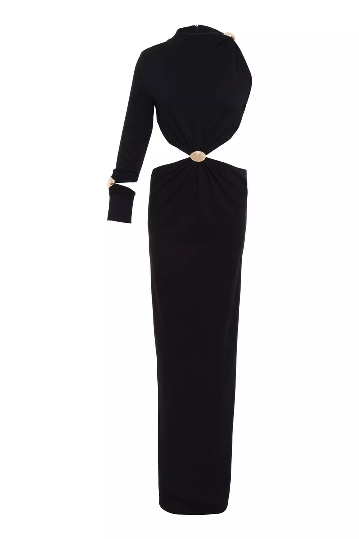 FRV Black knitted single sleeve long dress - Tottenham