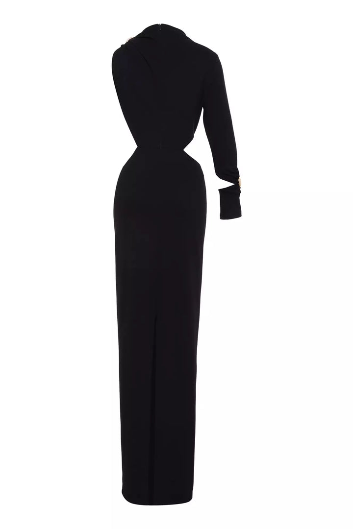 FRV Black knitted single sleeve long dress - Tottenham