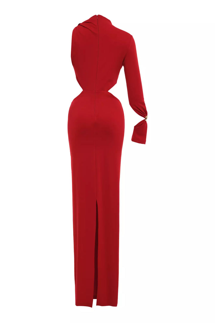 FRV Red knitted single sleeve long dress - Upland