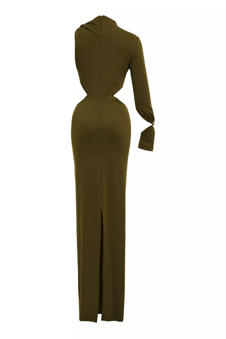 FRV Khaki knitted single sleeve long dress - Raalte