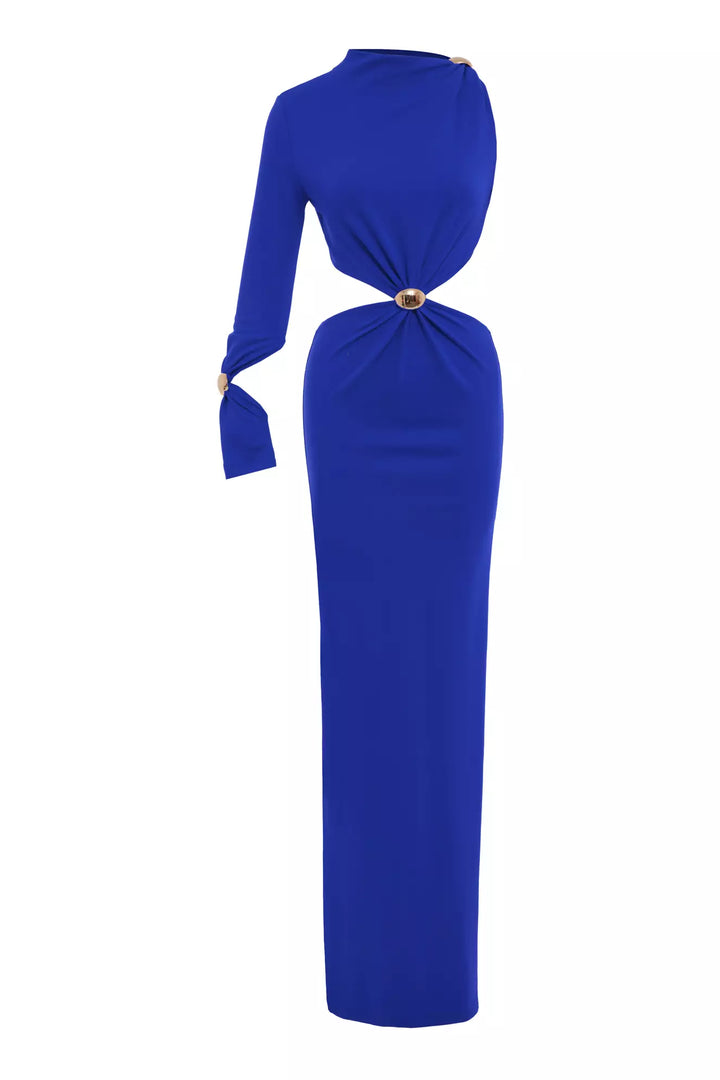 FRV Blue knitted single sleeve long dress - Sète