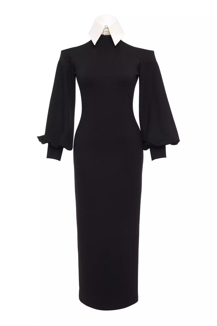 FRV Black knitted long sleeve long dress - Norman