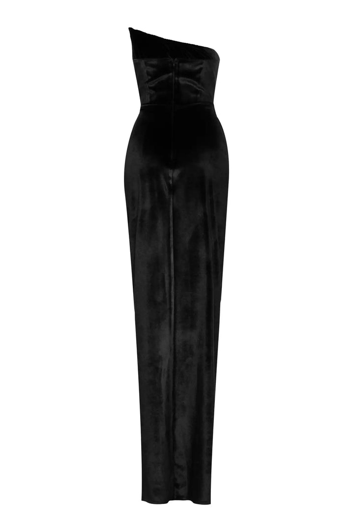 FRV Black velvet strapless long dress - Paracho de Verduzco