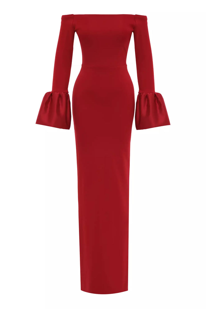 FRV Red knitted long sleeve long dress - West Palm Beach