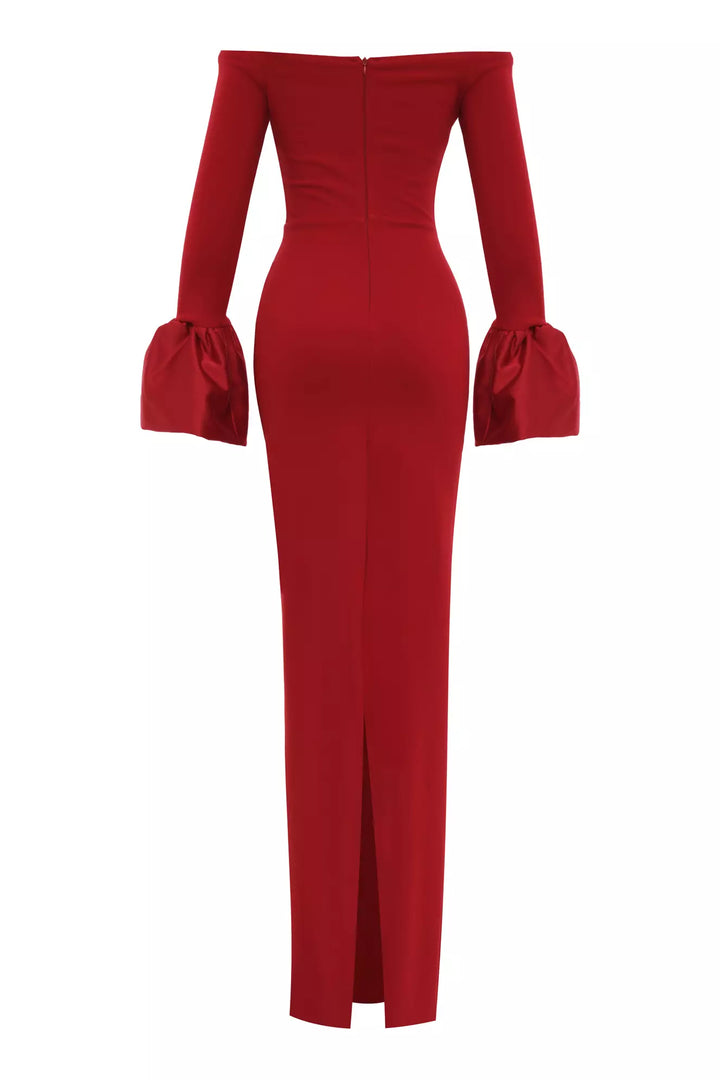 FRV Red knitted long sleeve long dress - West Palm Beach