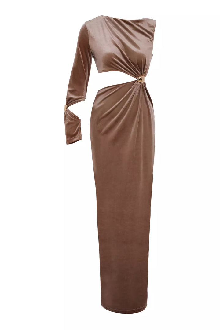FRV Mink velvet single sleeve long dress - North Bethesda
