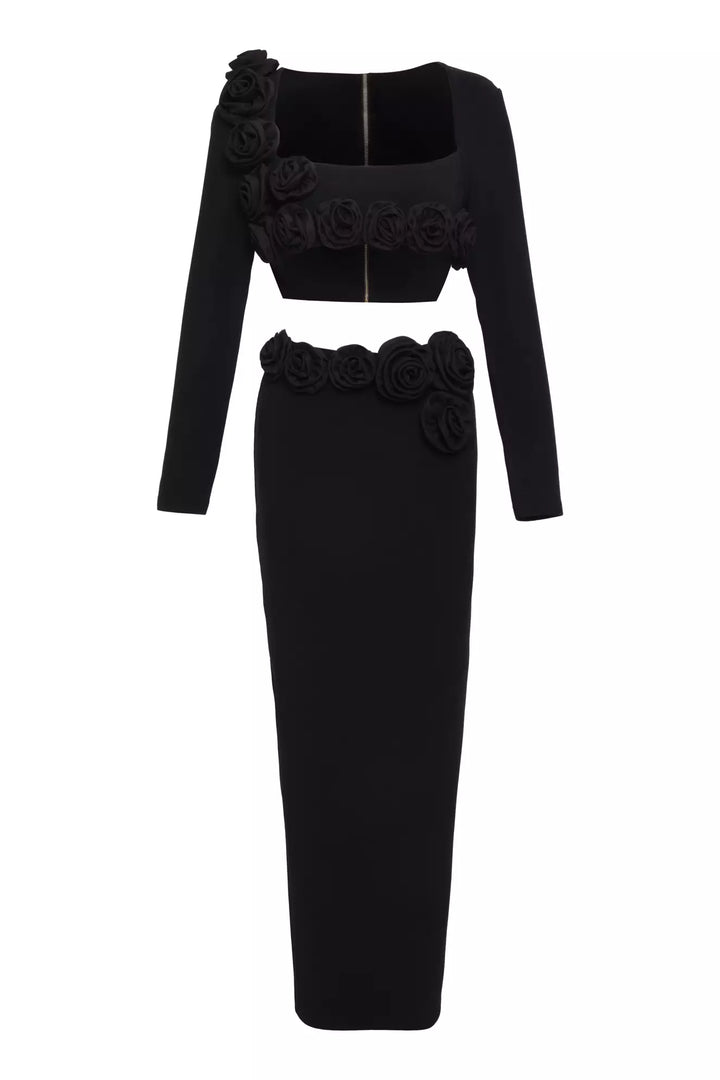 FRV Black knitted long sleeve midi dress - Moreno Valley