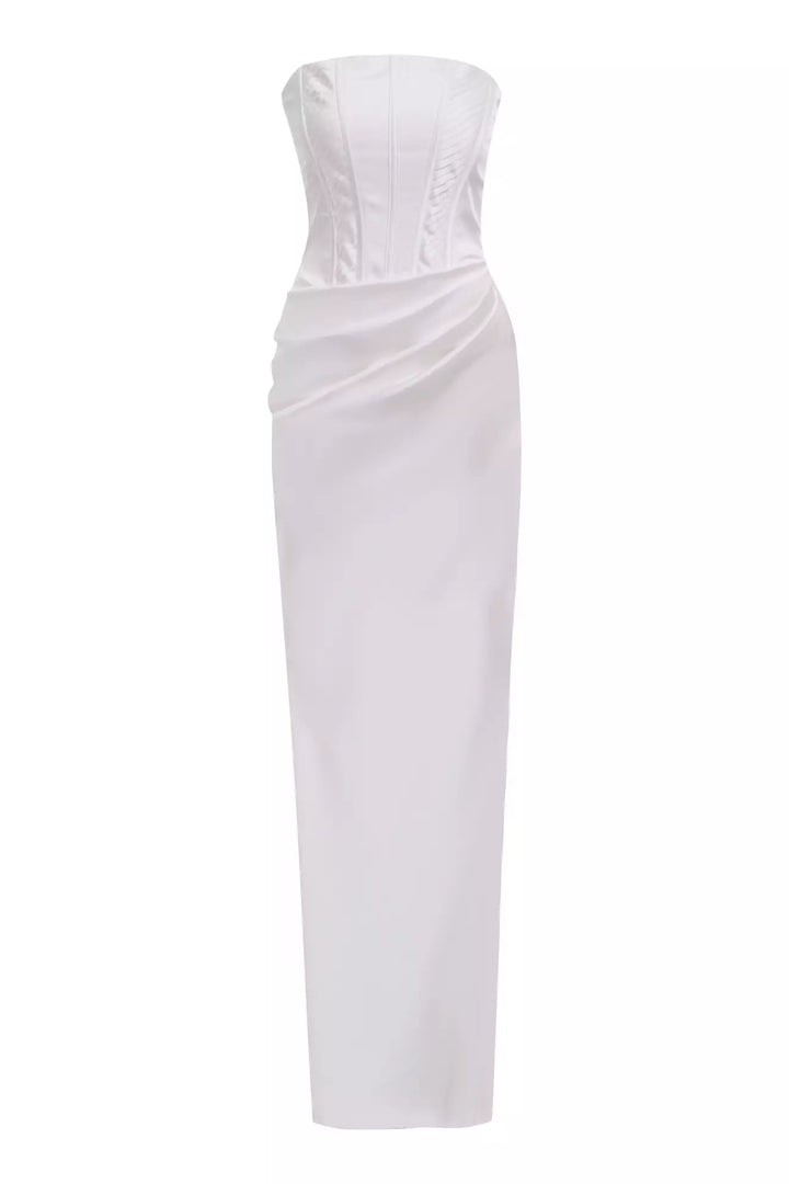 FRV White satin strapless long dress - St. Albert