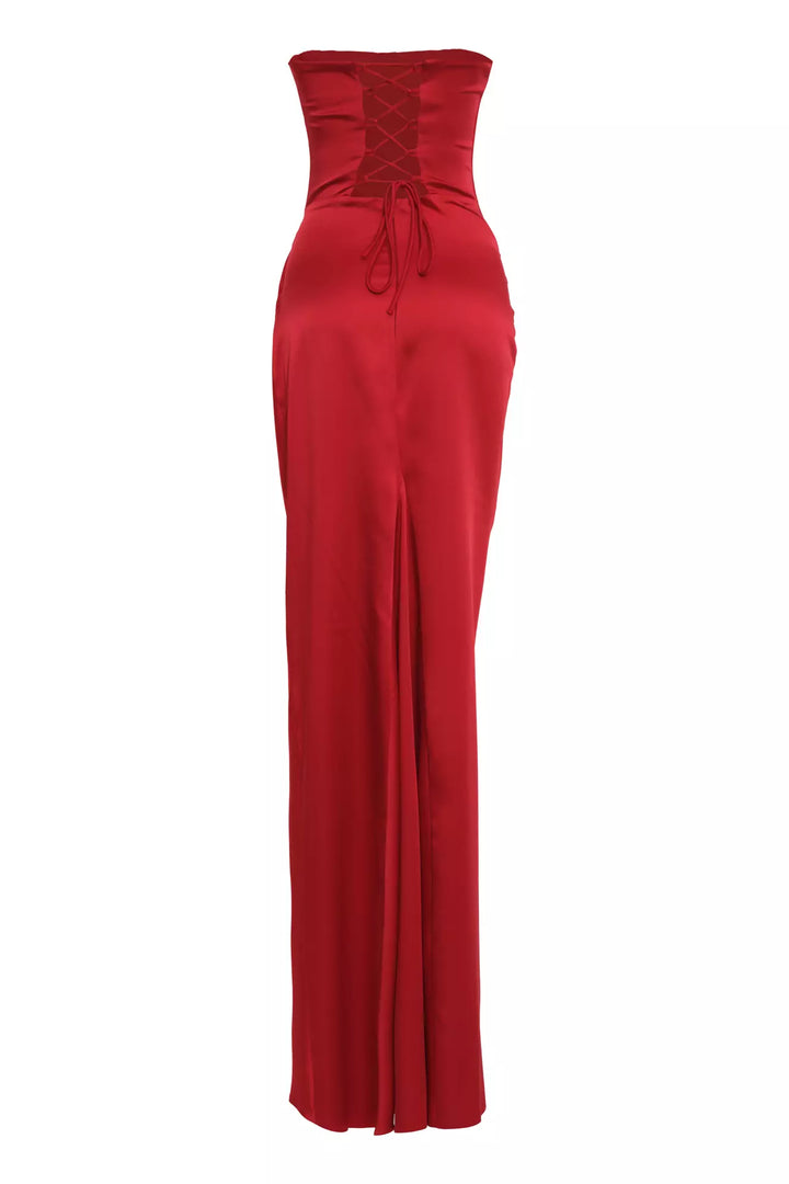 FRV Red satin strapless long dress - Anderson
