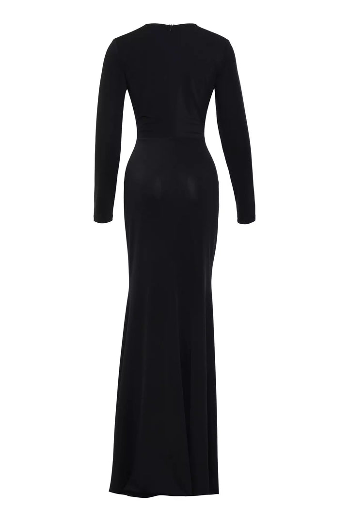 FRV Black knitted long sleeve long dress - El Dorado