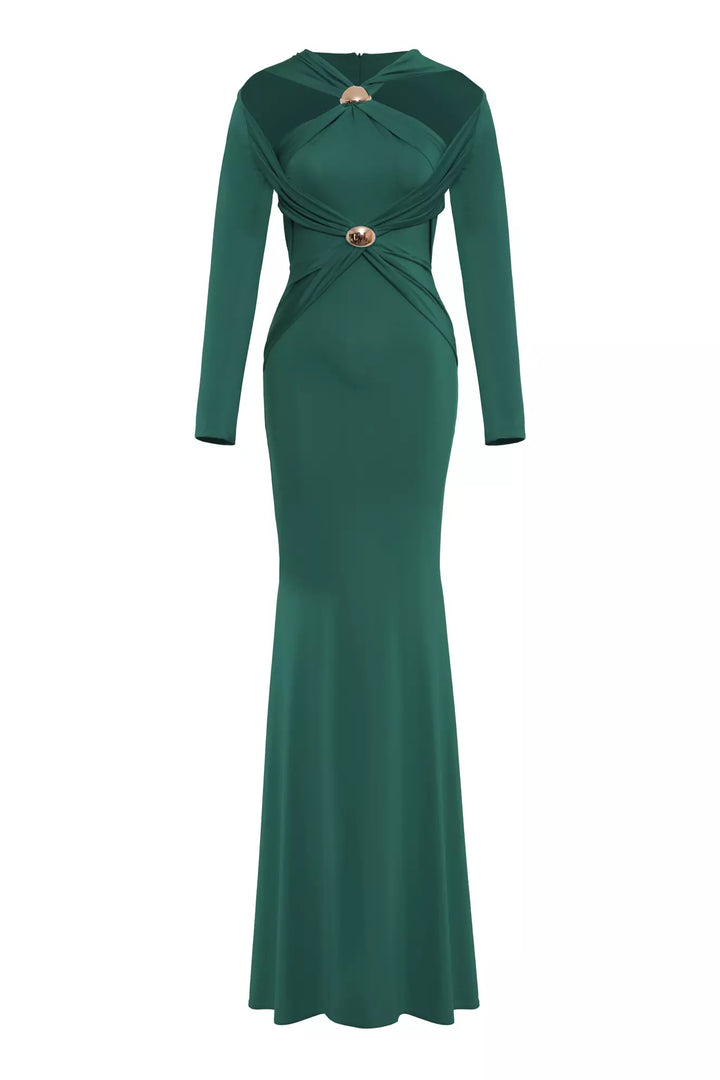 FRV Green knitted long sleeve long dress - Macerata