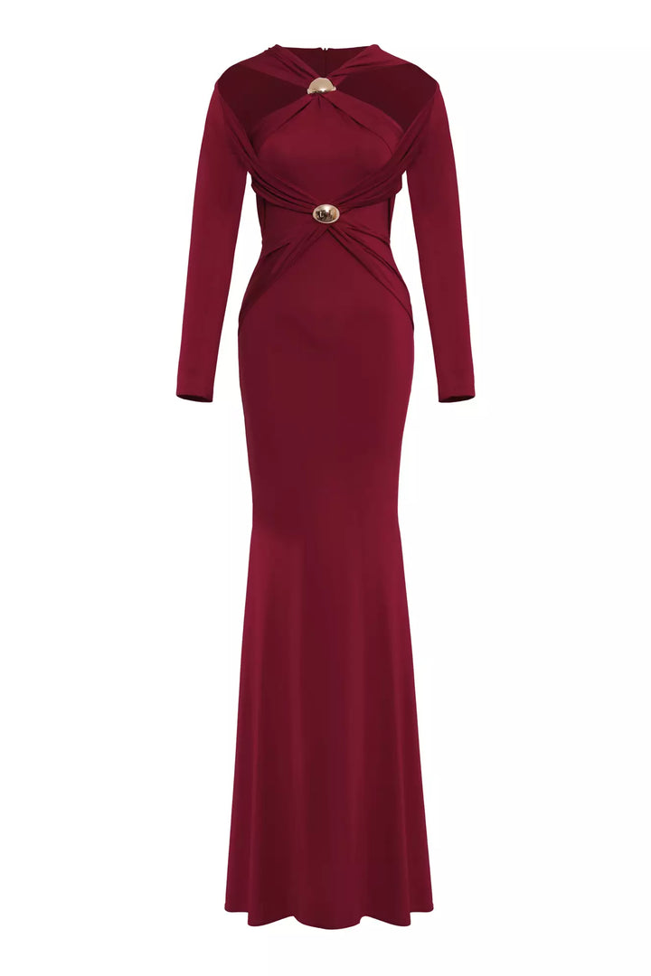 FRV Maroon knitted long sleeve long dress - Newark