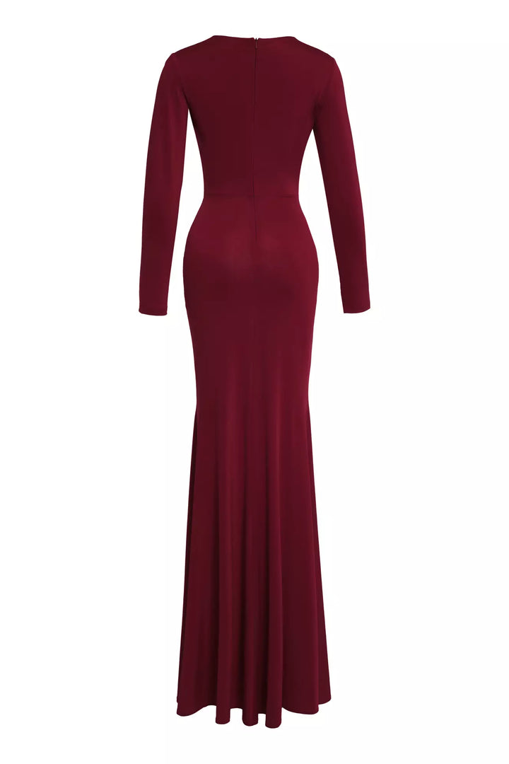 FRV Maroon knitted long sleeve long dress - Newark