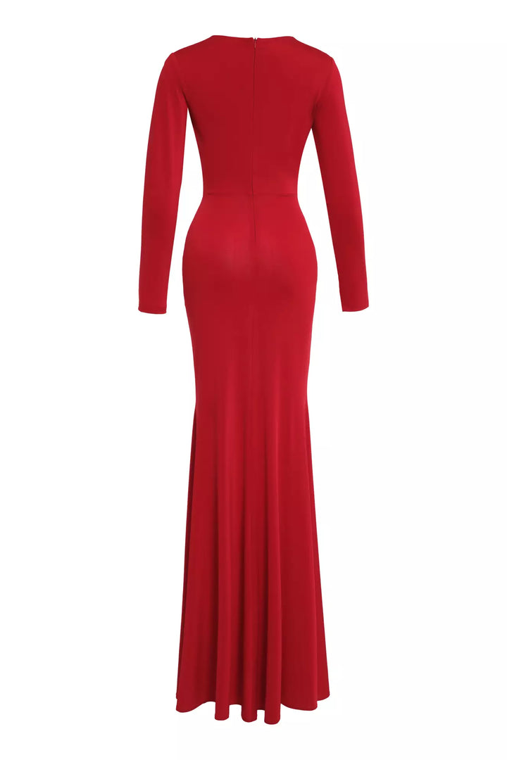 FRV Red knitted long sleeve long dress - Capelle aan den IJssel