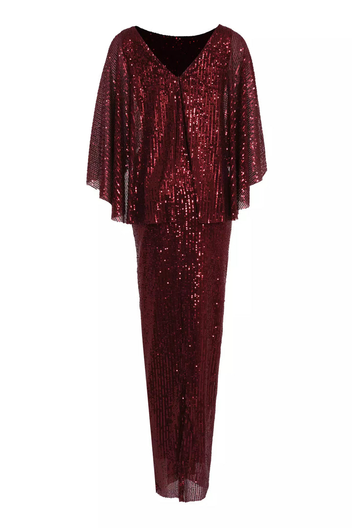 FRV Maroon stamp sequins sleeveless long dress - Nice