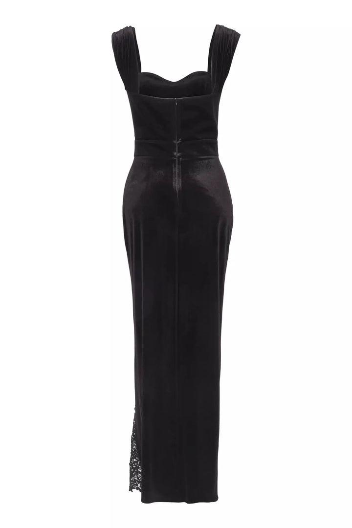 FRV Black velvet sleeveless long dress - Gillingham