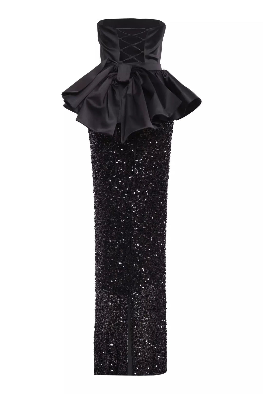 FRV Black satin sleeveless long dress - Modesto