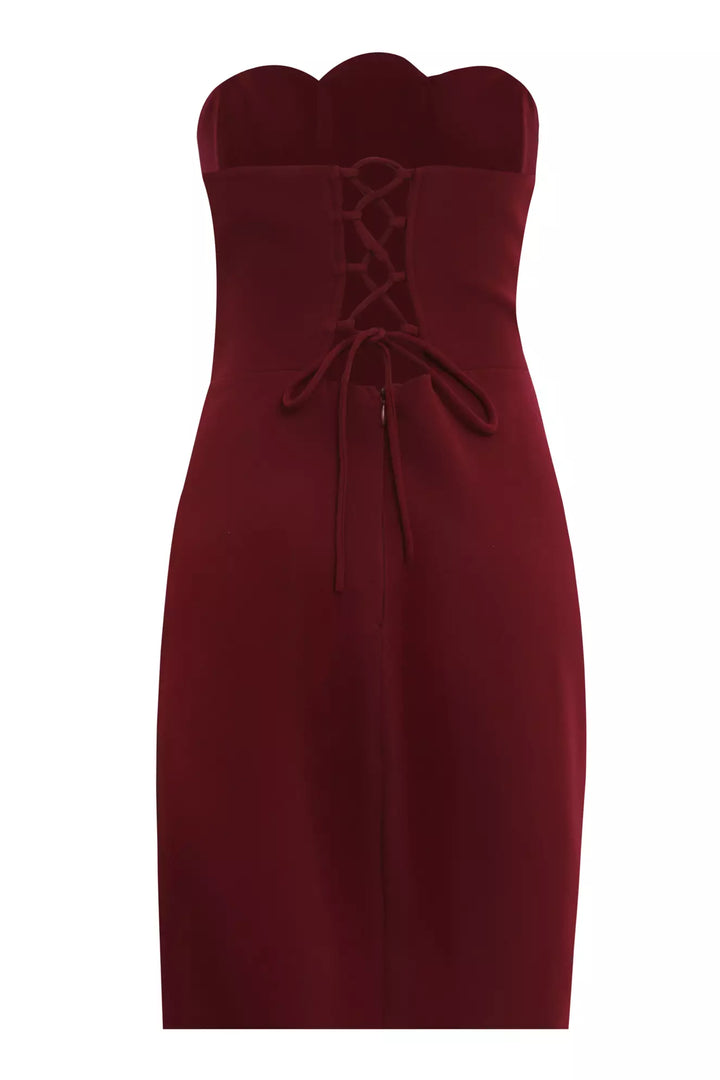 FRV Maroon crepe strapless mini dress - Yeovil