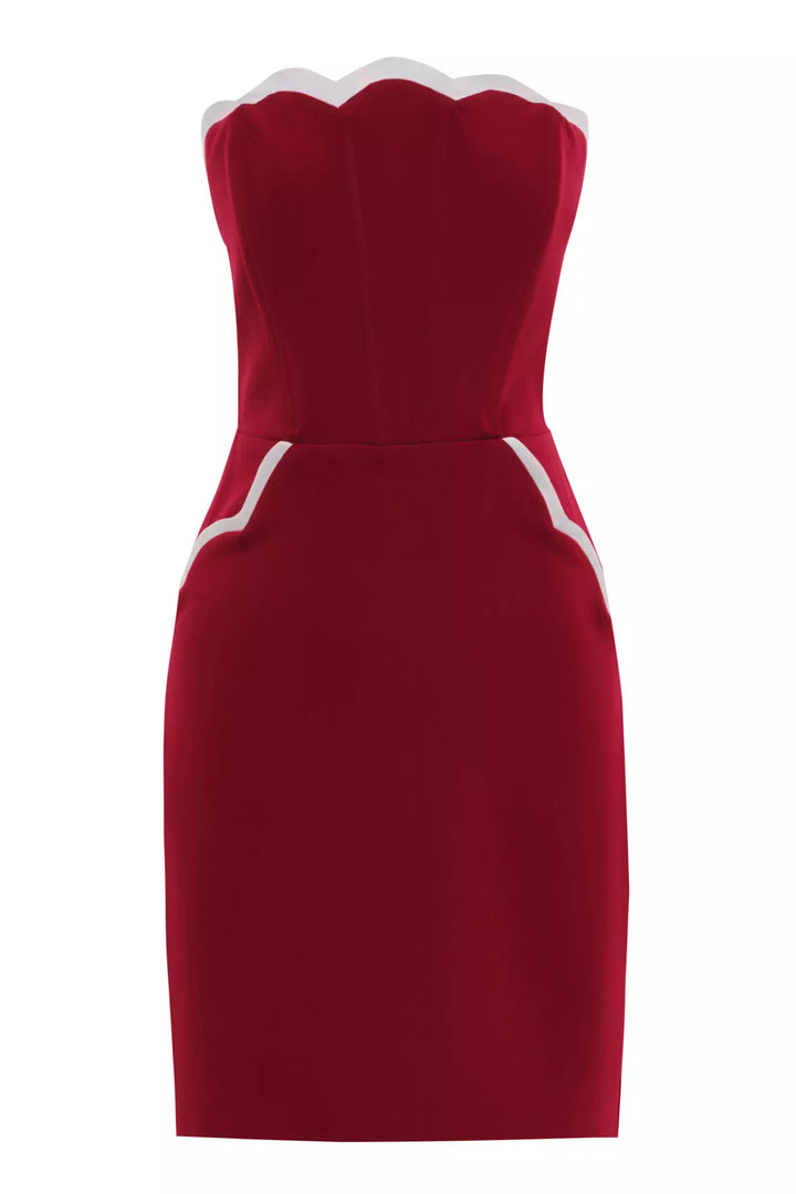 FRV Red crepe strapless mini dress - Juan Rodríguez Clara