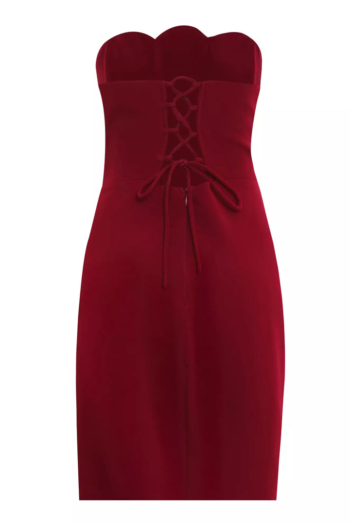 FRV Red crepe strapless mini dress - Juan Rodríguez Clara