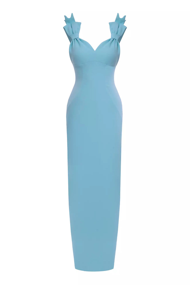 FRV Blue crepe sleeveless long dress - Jaral del Progreso