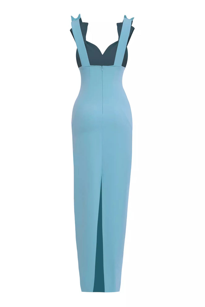 FRV Blue crepe sleeveless long dress - Jaral del Progreso