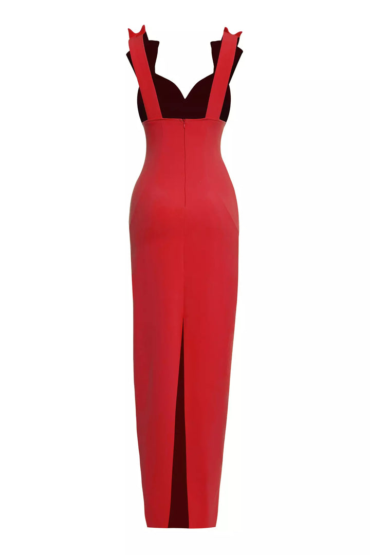 FRV Red crepe sleeveless long dress - Huddersfield