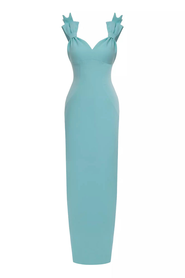 FRV Mint green crepe sleeveless long dress - Barletta