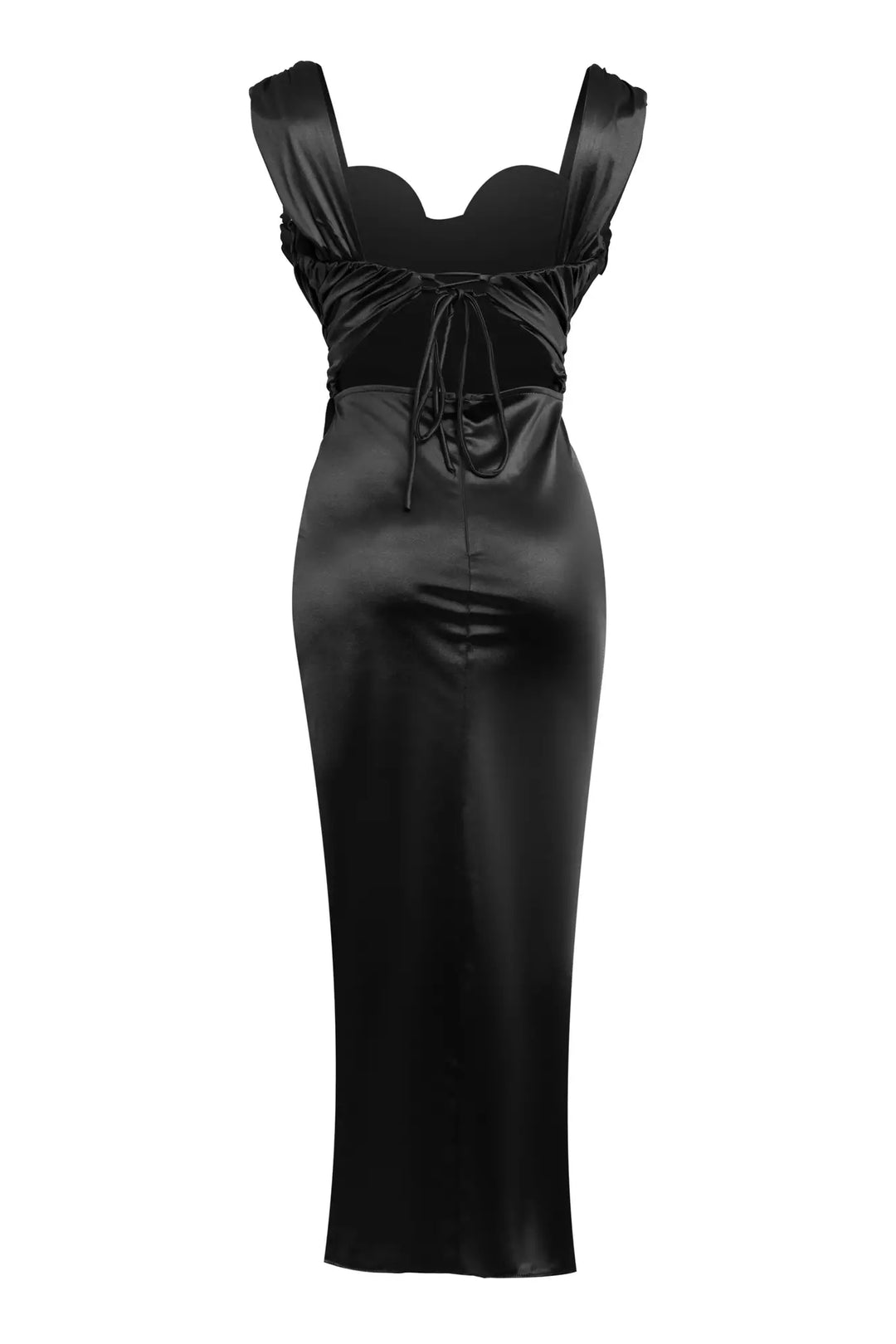 FRV Black örme saten sleeveless midi dress - Sesimbra