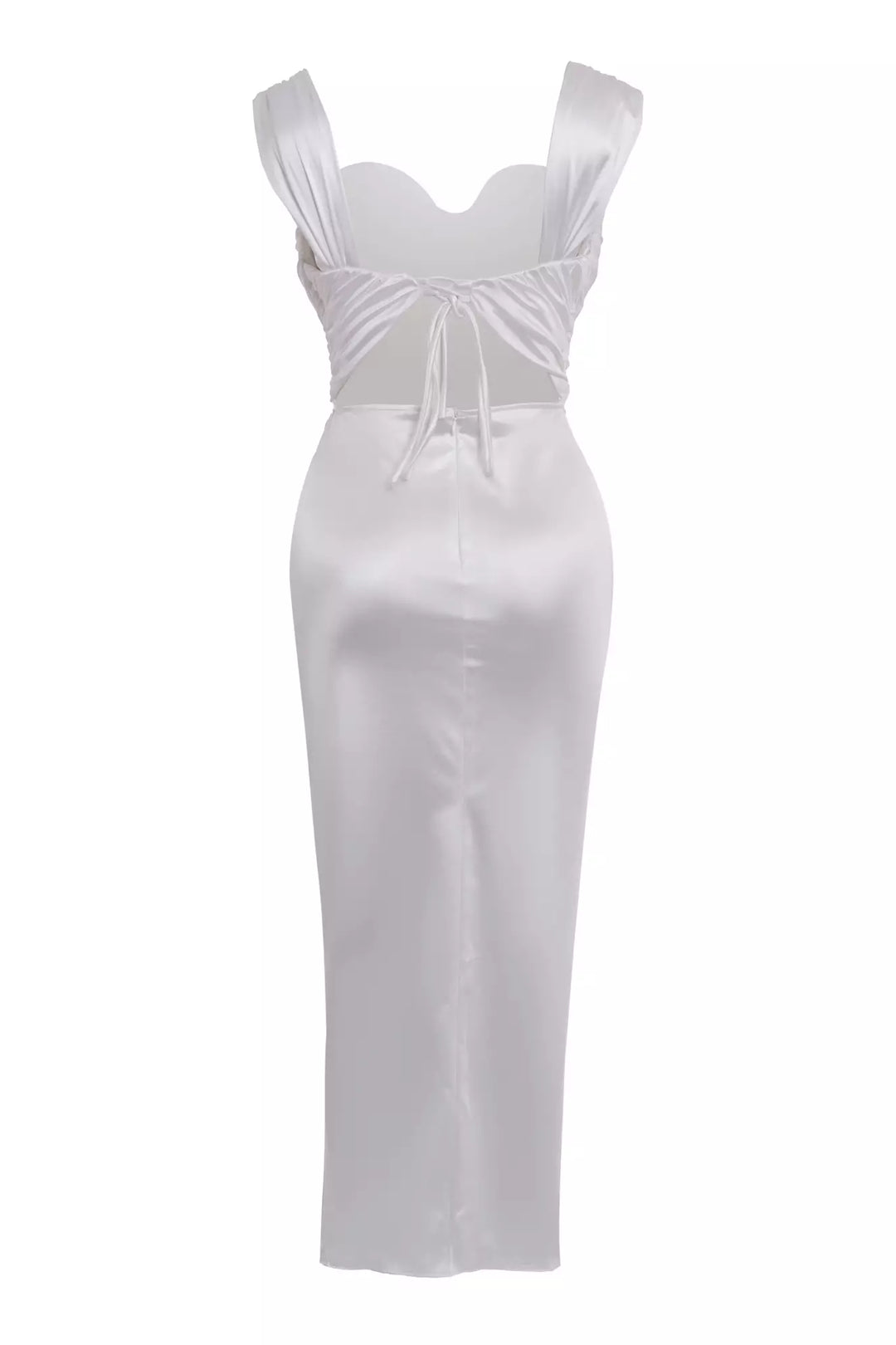 FRV White örme saten sleeveless midi dress - Ragusa