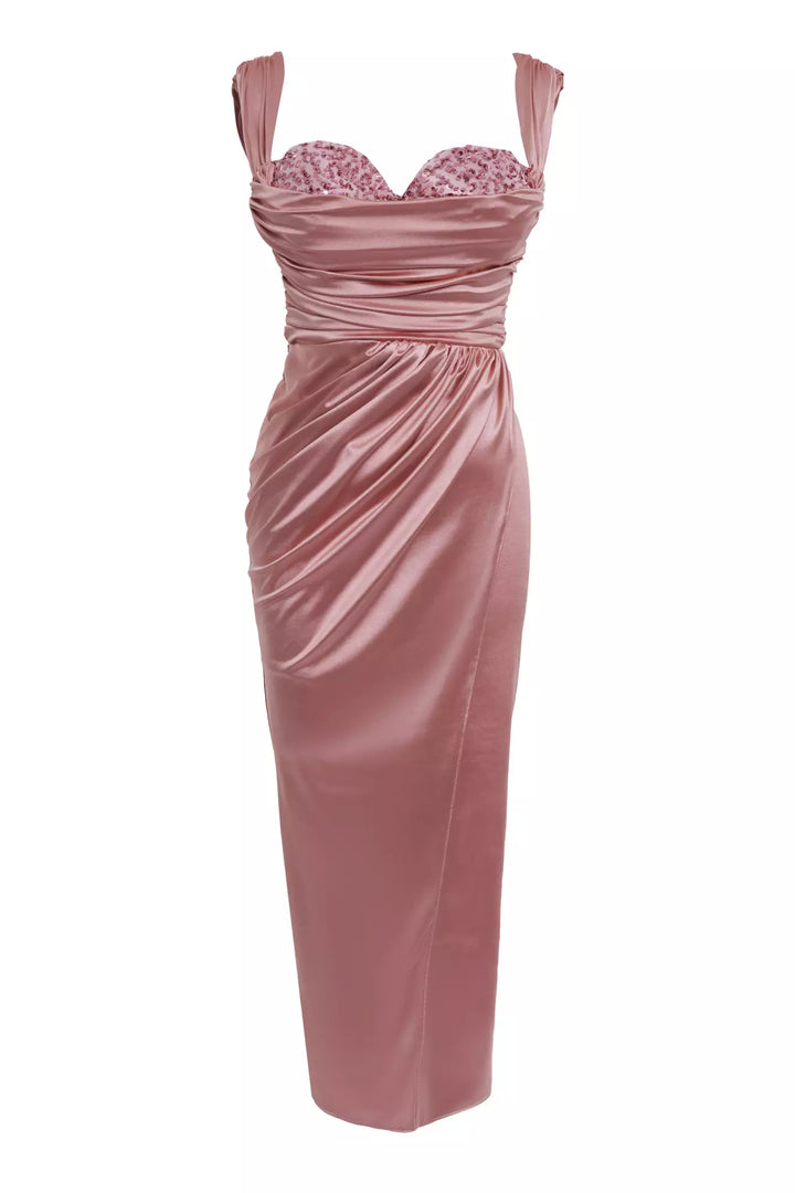 FRV Blush örme saten sleeveless midi dress - Sittard