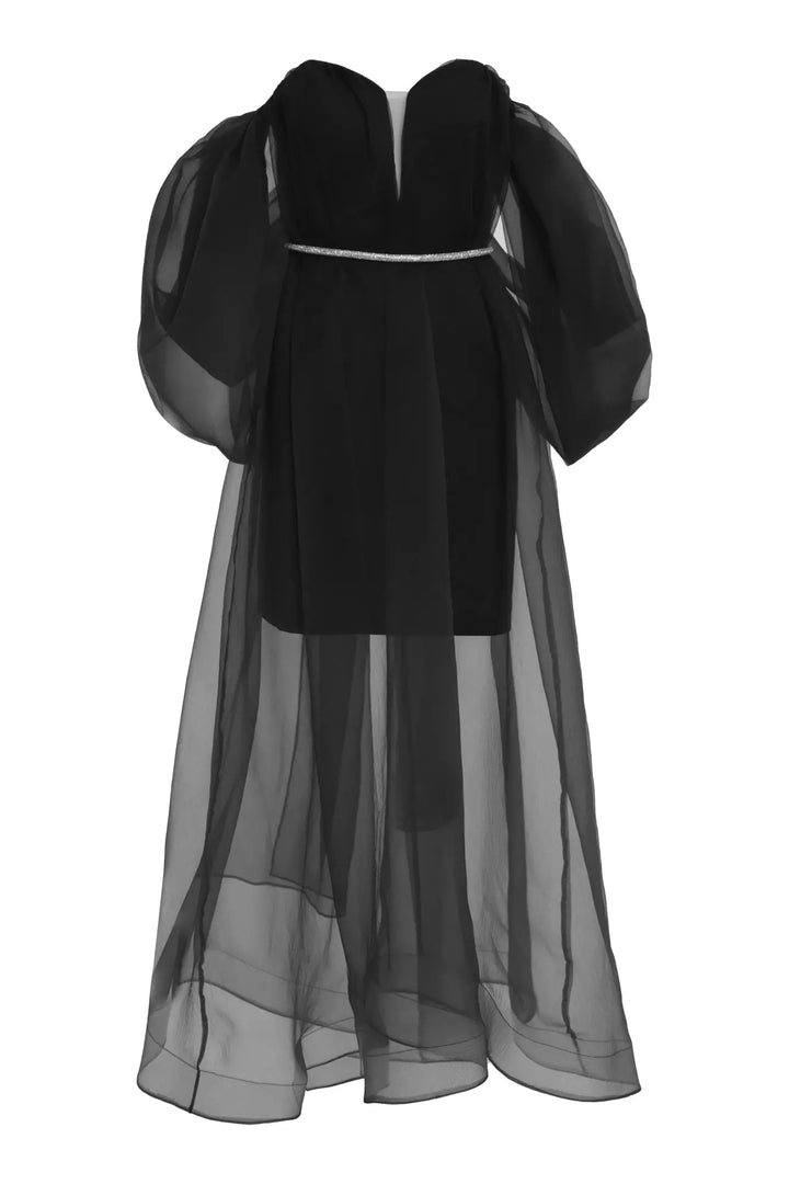 FRV Black crepe long sleeve mini dress - Hobbs