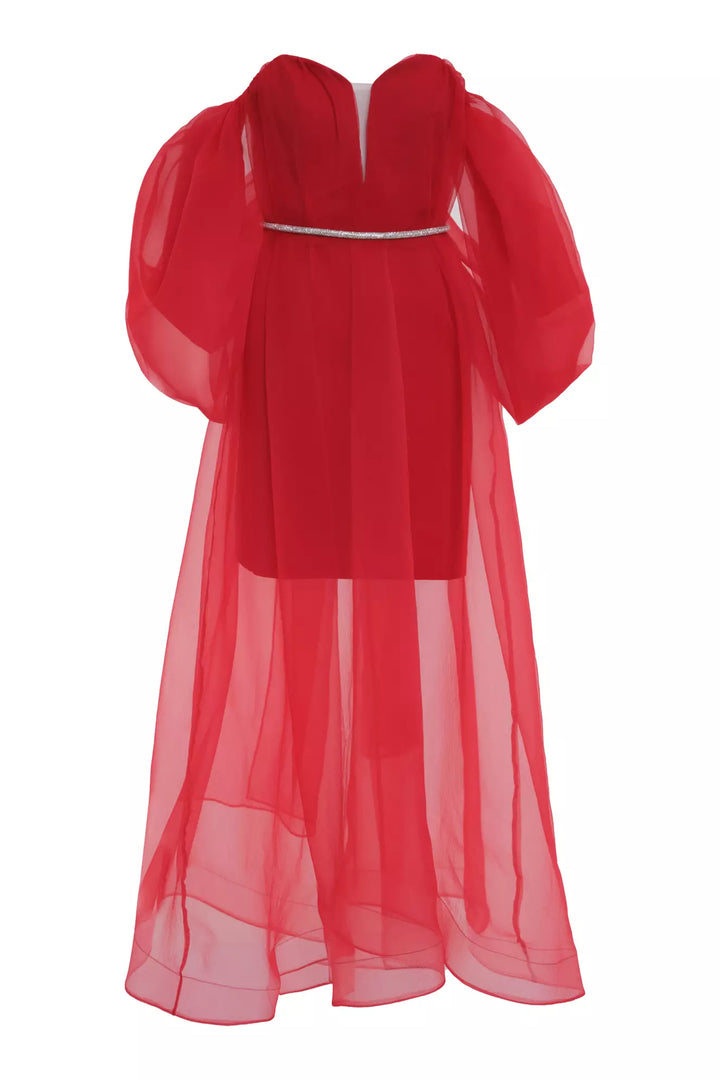 FRV Red crepe long sleeve mini dress - Marcq-en-Baroeul