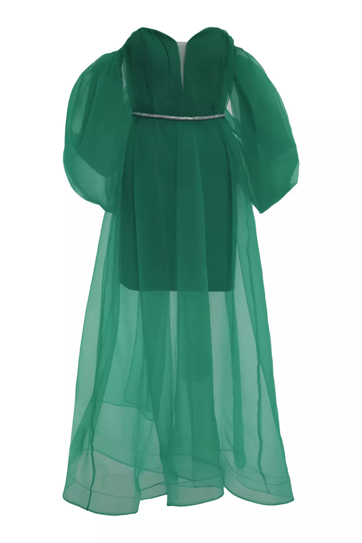 FRV Green crepe long sleeve mini dress - London