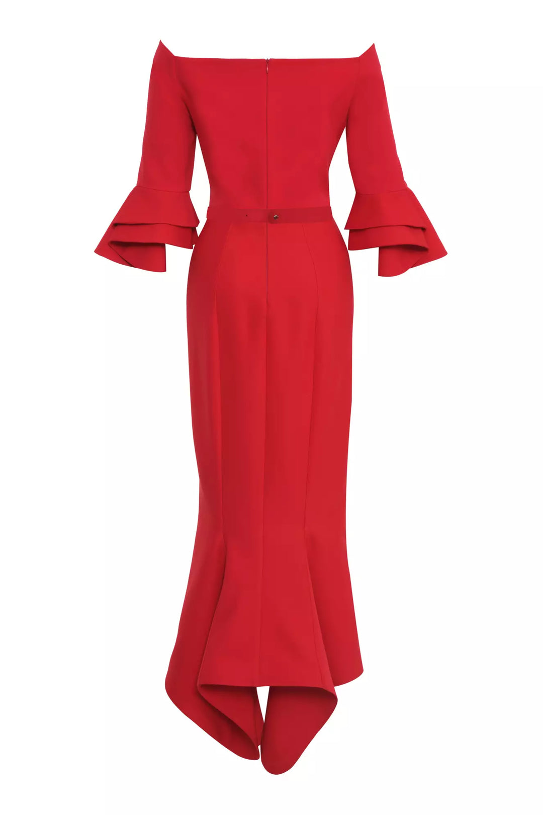 FRV Red crepe short sleeve long dress - Treviso