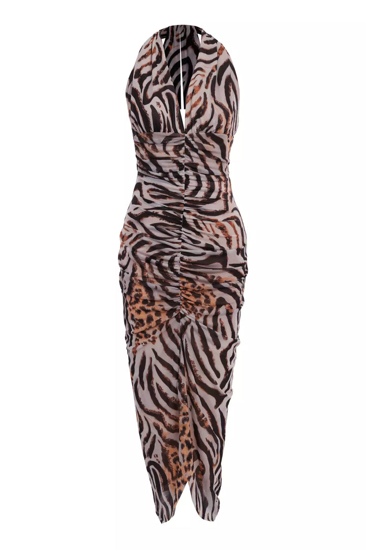 FRV Printed tulle sleeveless midi dress - San Buenaventura
