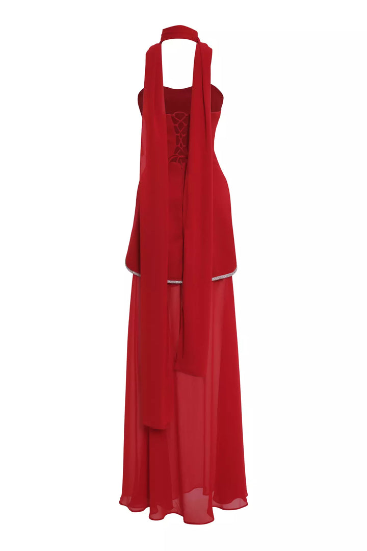 FRV Red crepe sleeveless long dress - Hamilton