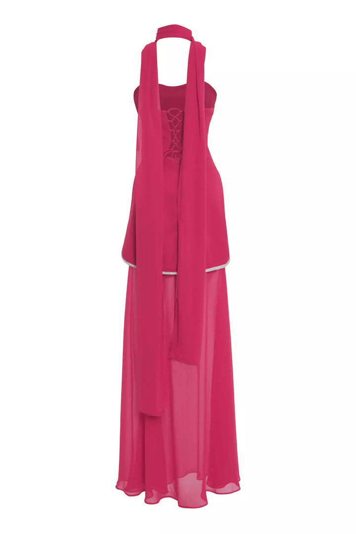 FRV Fuchsia crepe sleeveless long dress - Perris