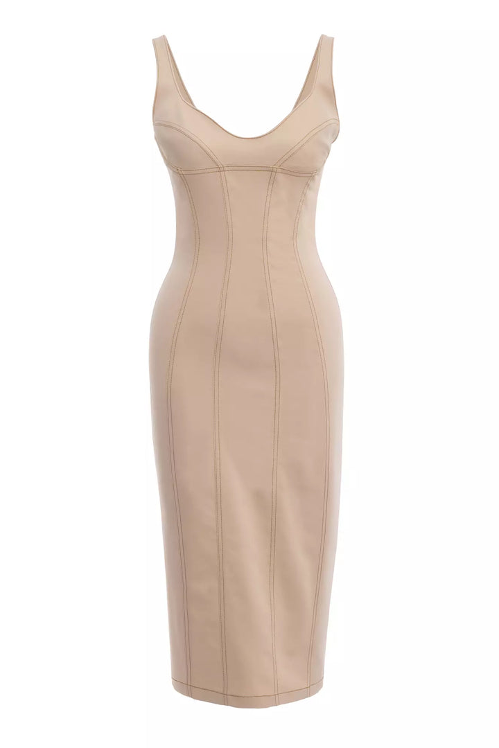 FRV Beige kot sleeveless midi dress - Madrid