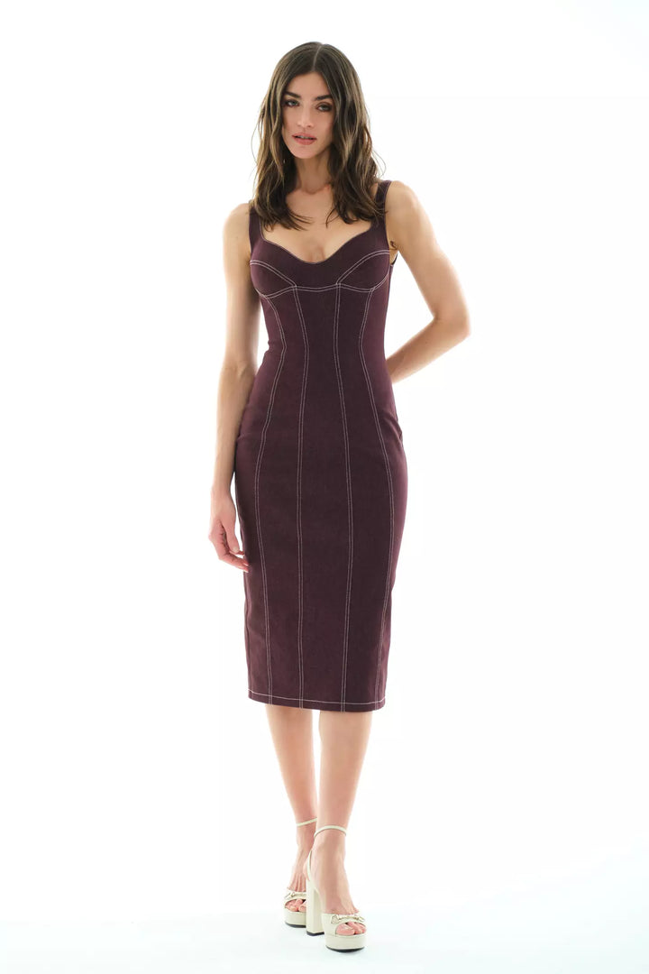 FRV Maroon kot sleeveless midi dress - Lake Charles